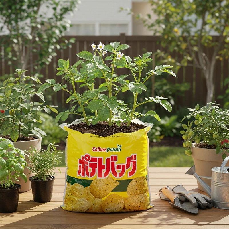 培養土　プロトリーフ カルビーポテト 袋で育てるじゃがいもの土 「ポテトバッグ」 黄 12L　家庭菜園 野菜 食育 自由研究 そのまま植えられる |  | 05