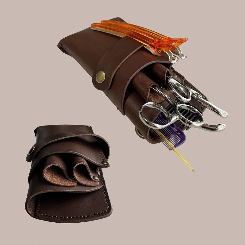 シザーケース 美容師 本革 2丁 最軽量 シンプル ハンドメイド おしゃれ