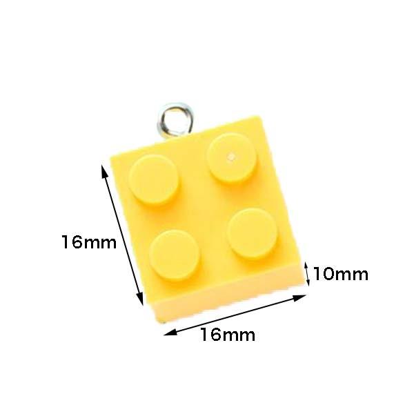 4連 16mm正方形 3D ブロックチャーム ブロック カラフル チャーム