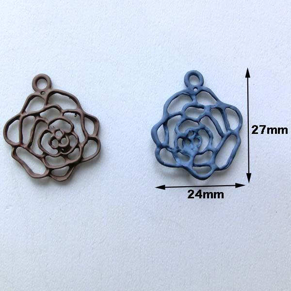 アウトレット 27mm マット バラ 薔薇 チャーム パーツ ハンドメイド