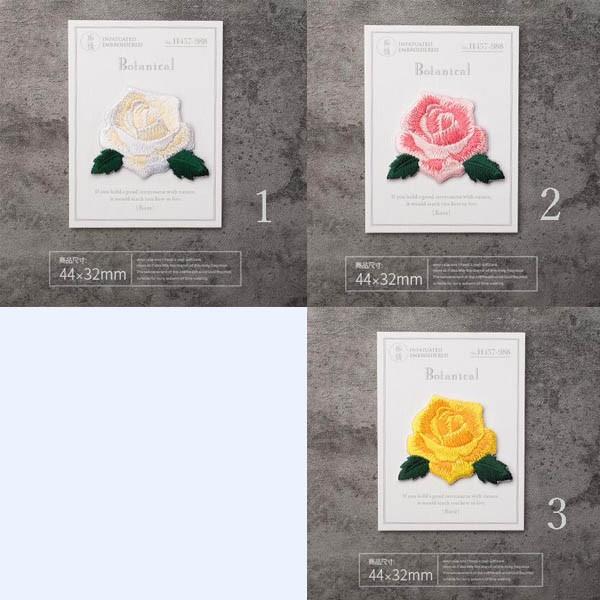 22全6色 バラ 薔薇 ローズ 花 ワッペンバラ 刺繍 アップリケ ミシン