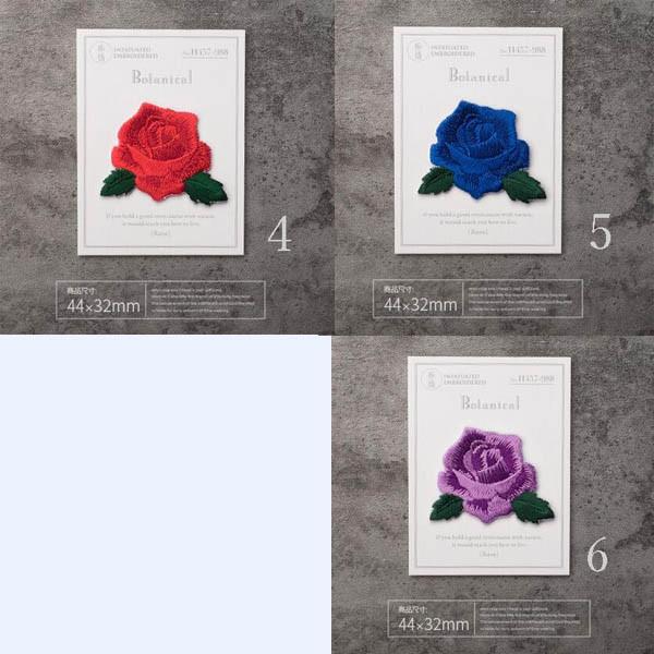 22全6色 バラ 薔薇 ローズ 花 ワッペンバラ 刺繍 アップリケ ミシン
