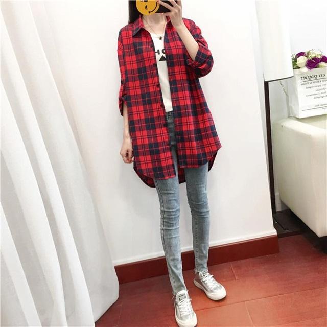 ロングシャツブラウス レディース 赤 チェック シャツ 黒 ロングシャツブラウス レディース 赤 チェック シャツ 黒