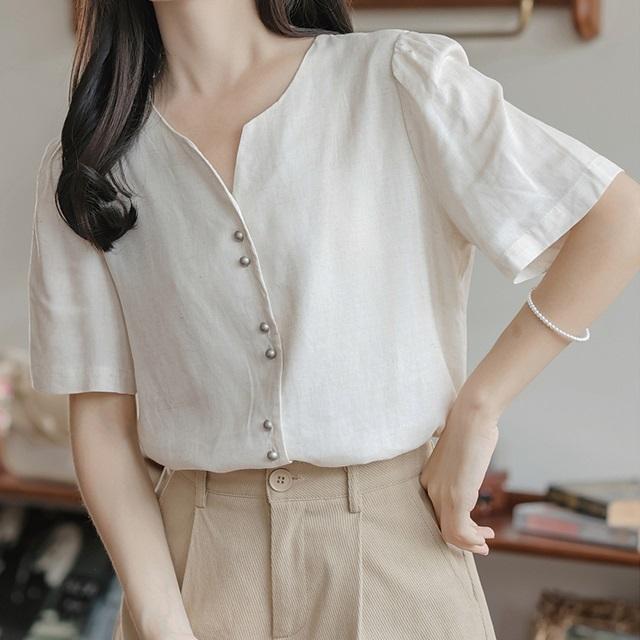 柄シャツ/トップス　レディース　薄手　透け　春夏　半袖　ゆったり　大人可愛い osharewalker（オシャレウォーカー） [新色登場]シャツ ブラウス 春 夏