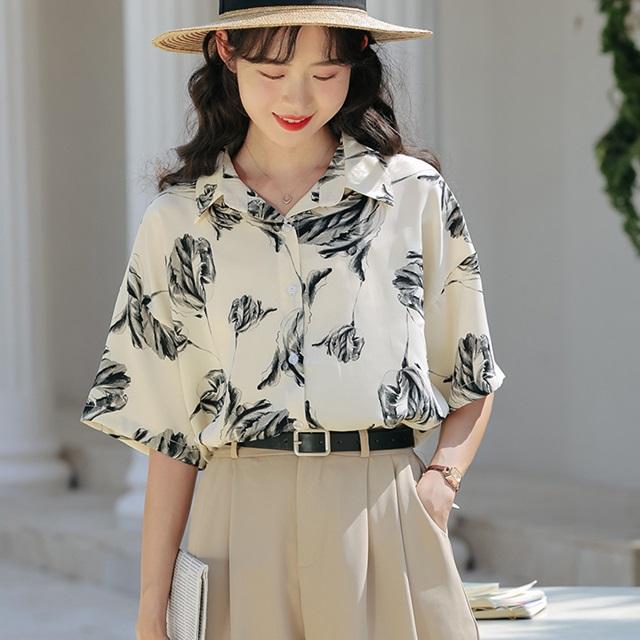 花柄シャツ レディース 半袖 柄 ブラウス 花柄 春 夏 プリント