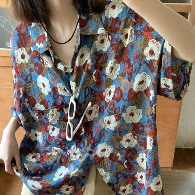 花柄シャツ レディース 半袖 柄 ブラウス 花柄 春 夏 プリント