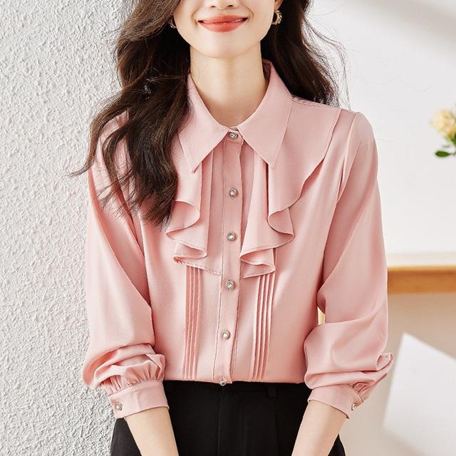 FITHフィス フリル襟リバティブラウス　今季物　ピンク　サイズ150（01） FITHフィス フリル襟リバティブラウス 今季物 ピンク サイズ150