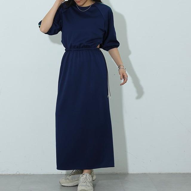 スポーティ ワンピース ジャージ ロング 春 カジュアル ウエスト