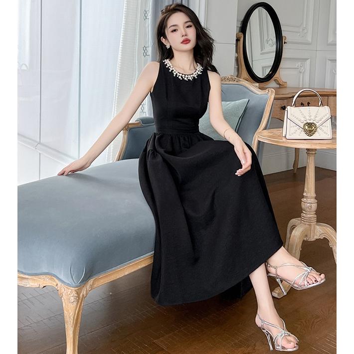 ノースリーブ ワンピース 黒 大きいサイズ レディース きれいめ 膝丈