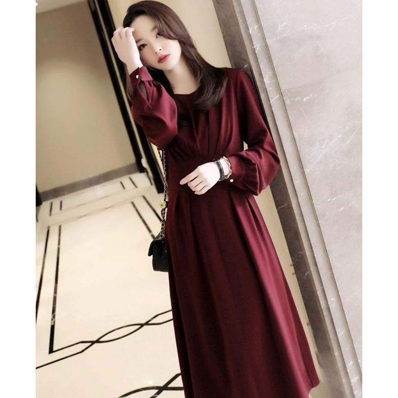 ワンピース 春 きれいめ 膝丈 フレアワンピース 長袖 秋 ワンピース