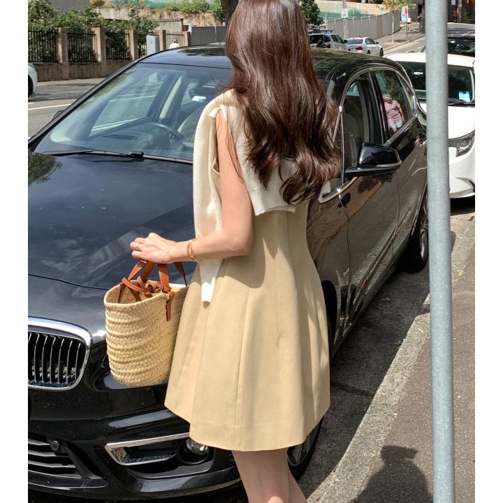 韓国 服 レディース ワンピース ベージュ ノースリーブ ミニドレス ベージュ 楽天市場】ワンピース レディース 春 きれいめ スタンドカラー