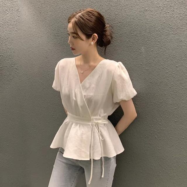 カシュクール レディース トップス きれいめ シャツ ブラウス Vネック 