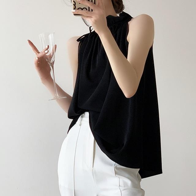 カットソー ノースリーブ ハイネック トップス 春 夏 ブラウス シャツ