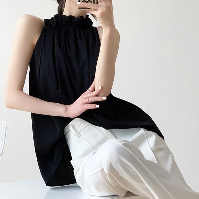 カットソー ノースリーブ ハイネック トップス 春 夏 ブラウス シャツ