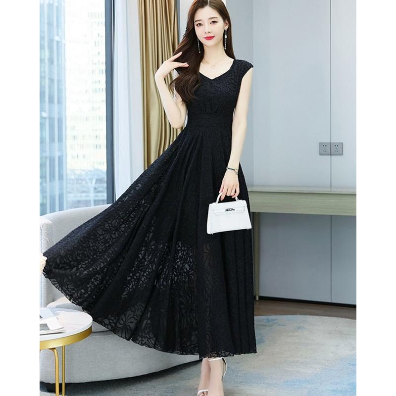 ワンピース 大きいサイズ 3L 4L 5L きれいめ 黒 Vネック 結婚式