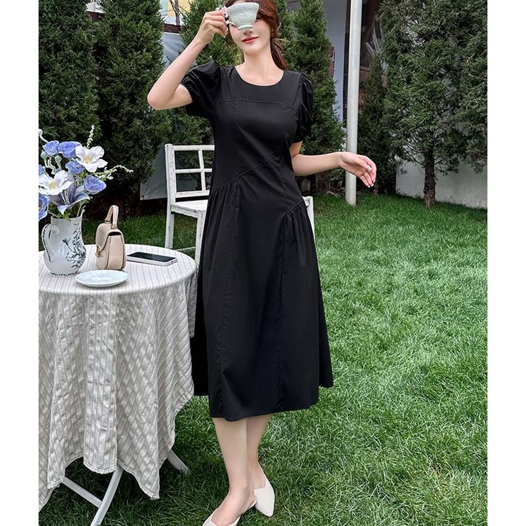 ワンピース 半袖 きれいめ ロングワンピース 夏 レディース 黒 白