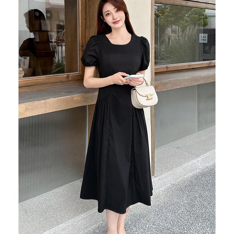 ワンピース 半袖 きれいめ ロングワンピース 夏 レディース 黒 白