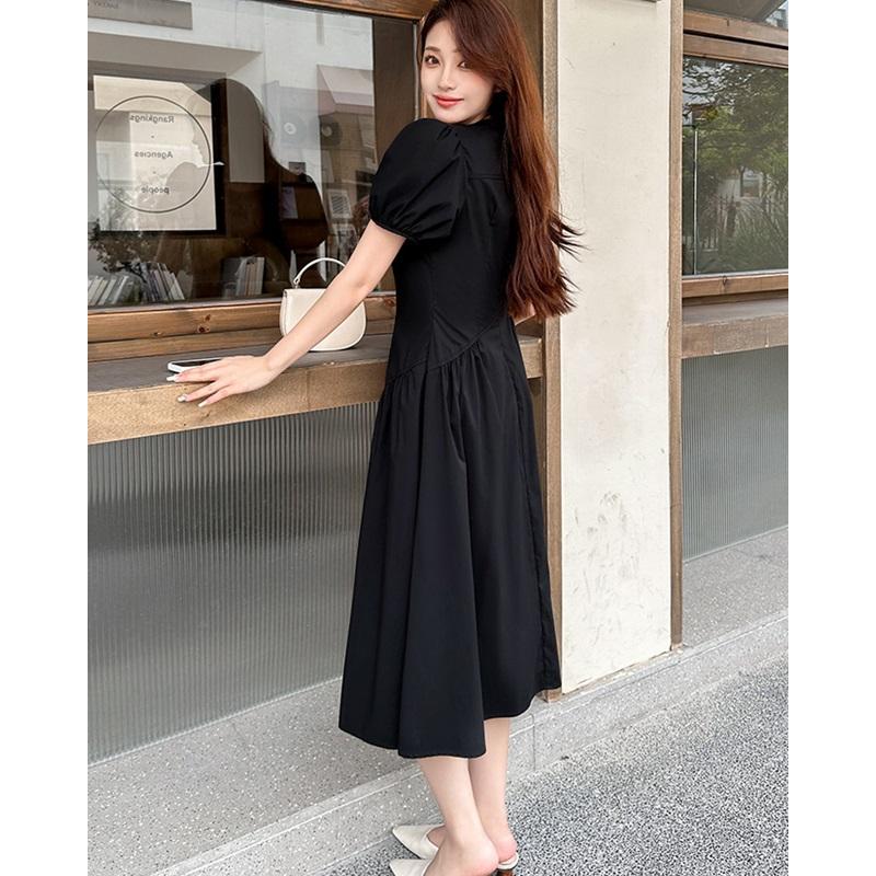 ワンピース 半袖 きれいめ ロングワンピース 夏 レディース 黒 白