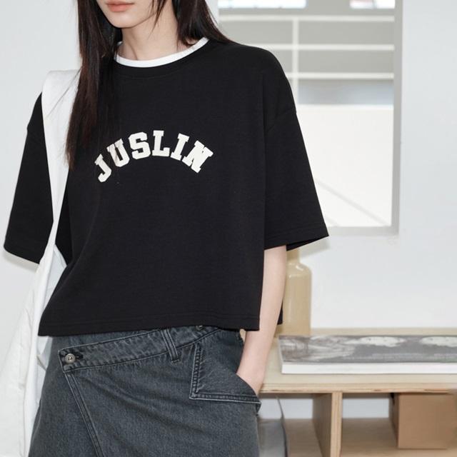 Tシャツ ショート丈 レディース トップス tシャツ 半袖 ラウンドネック