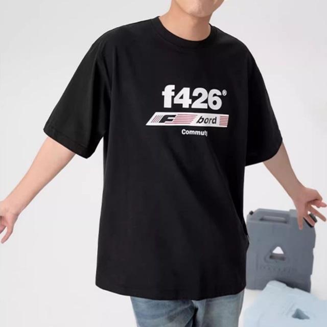 F426/エフ426】tシャツ レディース 半袖 ゆったり ロゴtシャツ 黒
