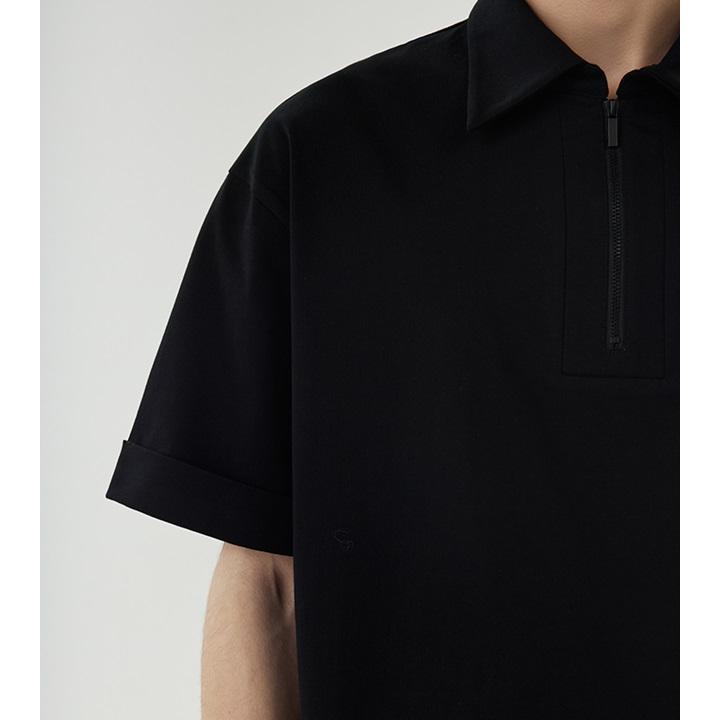 【COKEIN/コークイン】ポロシャツ メンズ 半袖 白 黒 ハーフジップ カットソー tシャツ 大きいサイズ 無地 シンプル カジュアル ...