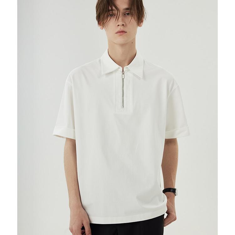 【COKEIN/コークイン】ポロシャツ メンズ 半袖 白 黒 ハーフジップ カットソー tシャツ 大きいサイズ 無地 シンプル カジュアル ...