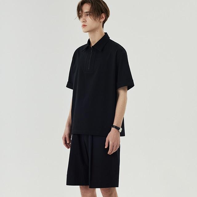 【COKEIN/コークイン】ポロシャツ メンズ 半袖 白 黒 ハーフジップ カットソー tシャツ 大きいサイズ 無地 シンプル カジュアル ...