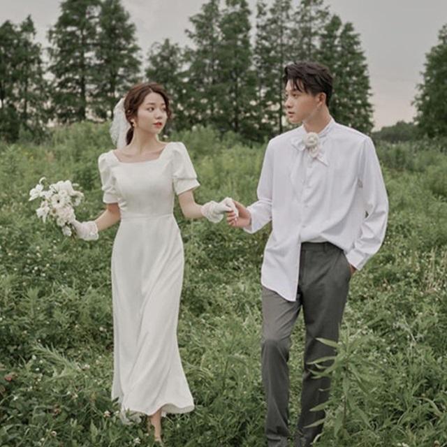 ウェディングドレス 白 大きいサイズ 3L 4L 袖あり 半袖 シンプル