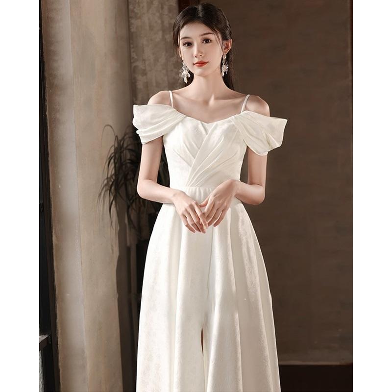 ウェディングドレス 二次会 白 ドレス ロングドレス 小さいサイズ 大きいサイズ ロング丈 ミモレ丈 ウェディングドレス オフショルダー｜leap-ec｜03