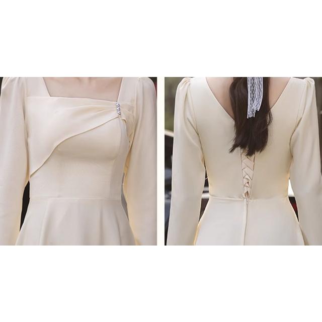 ウェディングドレス 長袖 袖あり ウェディングドレス 二次会 白 ドレス ロングドレス 小さいサイズ 大きいサイズ ロング丈 ミモレ丈 |  | 14