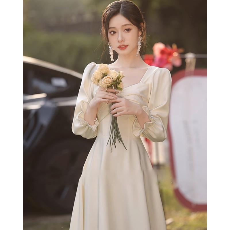 ウェディングドレス 長袖 袖あり ウェディングドレス 二次会 白 ドレス ロングドレス 小さいサイズ 大きいサイズ ロング丈 ミモレ丈 |  | 02