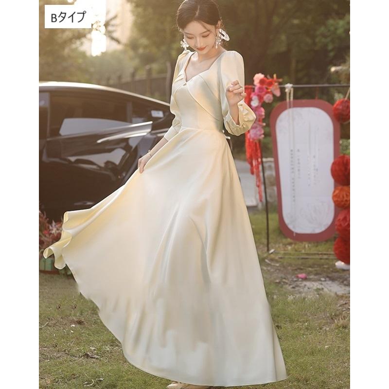 ウェディングドレス 長袖 袖あり ウェディングドレス 二次会 白 ドレス ロングドレス 小さいサイズ 大きいサイズ ロング丈 ミモレ丈 |  | 04