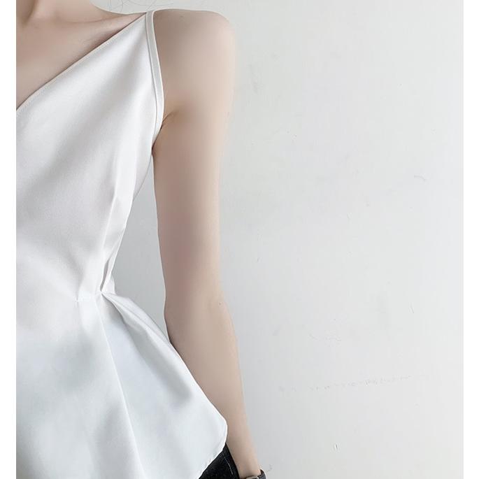ノースリーブ トップス 春 夏 キャミソール Vネック アシンメトリー