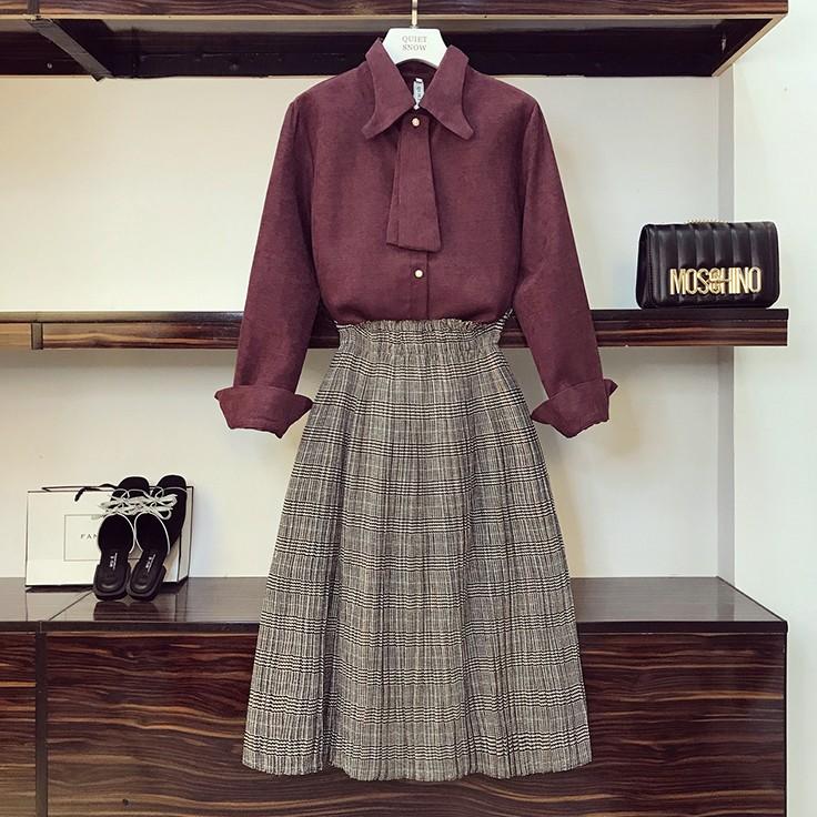 セットアップ レディース カジュアル 長袖 秋 冬 大きいサイズ 3l 4l 5l ゆったり ボウタイブラウス グレンチェック スカート きれいめ お出かけ デート服 Awa0118 Leap リープ 通販 Yahoo ショッピング