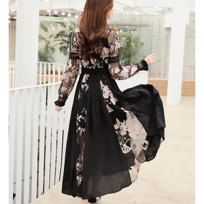 パーティードレス ロングドレス セットアップ レディース 大きいサイズ 3l 黒 ワンピース ブラックフォーマル 長袖 ボウタイ リボン レース シースルー お呼ばれ Awa0175 Leap リープ 通販 Yahoo ショッピング