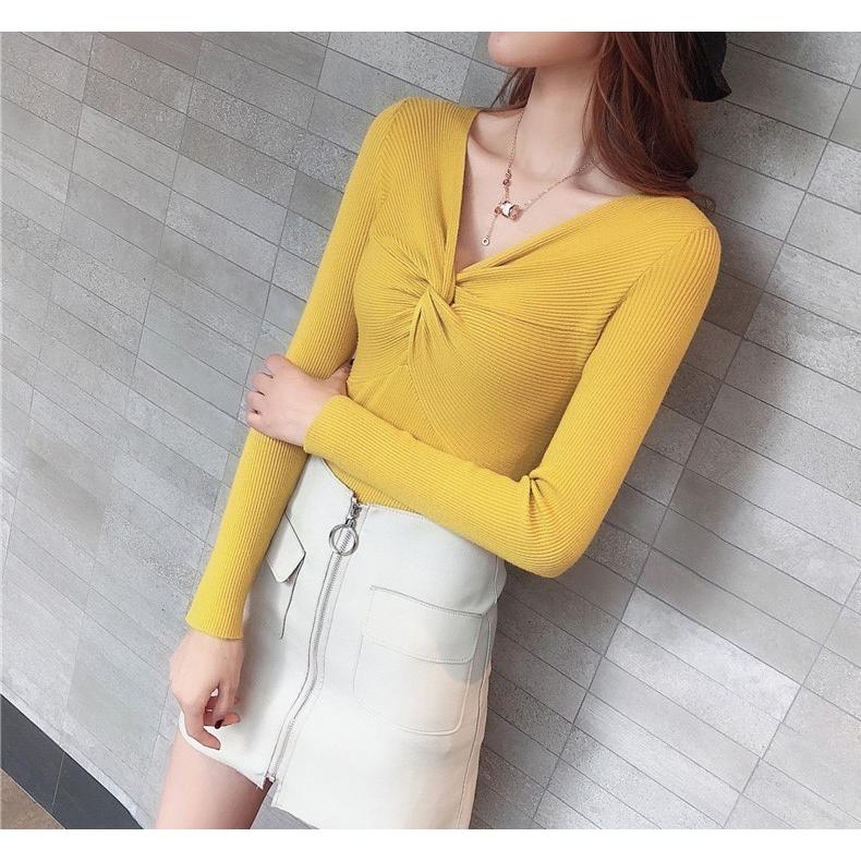 レディース トップス ニット フロントツイスト 大きいサイズ Vネック 長袖 無地 シンプル きれいめ 細見え セクシー 春 秋 全７色 黒 白 赤 Awb0011 Leap リープ 通販 Yahoo ショッピング