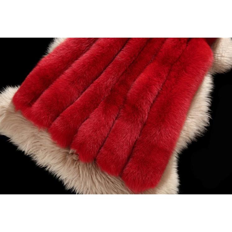 フェイクファー ファーベスト グレー 赤 白 レディース もこもこ