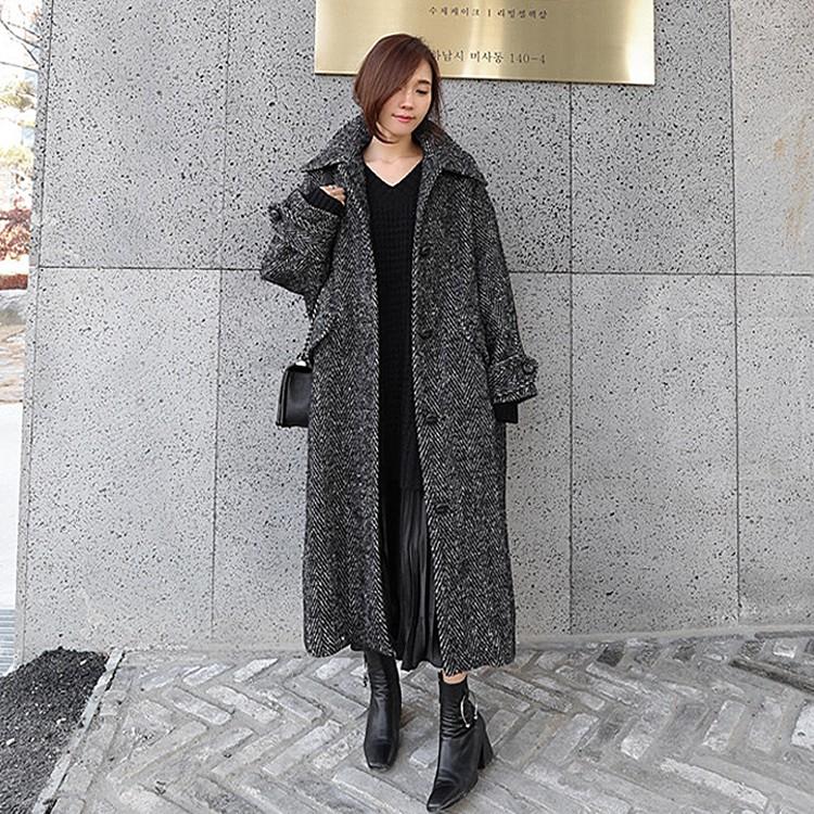 コート レディース 冬 ロング丈 マキシ丈 ロングコート 大きいサイズ オーバーサイズ 長袖 アウター ゆったり ヘリンボーン 秋冬 韓国 Awc0035 Leap リープ 通販 Yahoo ショッピング