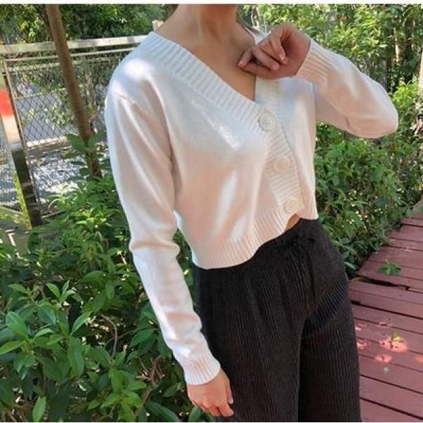 カーディガン ショート丈 短めカーディガン レディース トップス V