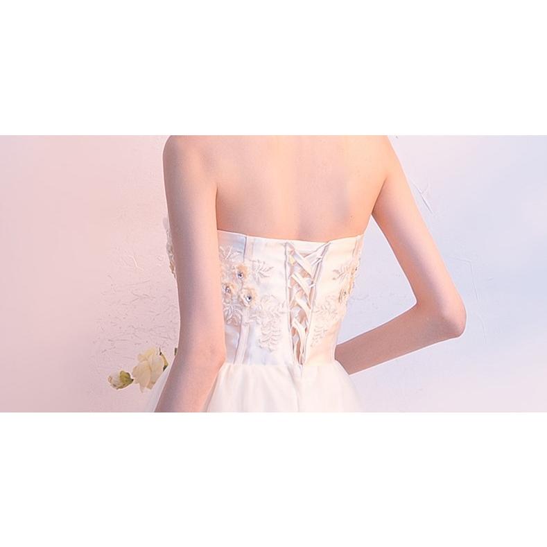 ウエディングドレス チューブトップ ベアトップ 花嫁 ロング丈 ウエディングドレス チューブトップ ベアトップ 花嫁 ロング丈