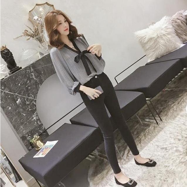 ブラウス リボン ボウタイ オフィス レディース 大きいサイズ 3L 4L 5L