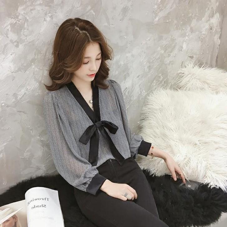 ブラウス リボン ボウタイ オフィス レディース 大きいサイズ 3L 4L 5L