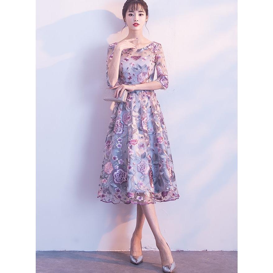 パーティードレス ドレス ひざ丈 ミモレ丈 ワンピース 結婚式 お呼ばれ