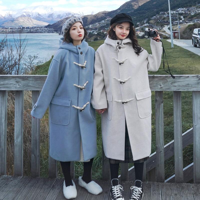 上質で快適 ダッフルコート レディース アウター ビッグシルエット オーバーサイズ ロング丈 長袖 フード付き ホーンバックル ゆったり 通勤服 通学 秋 冬 冬新作 韓国 セール30 Off Chickencoophollysprings Com