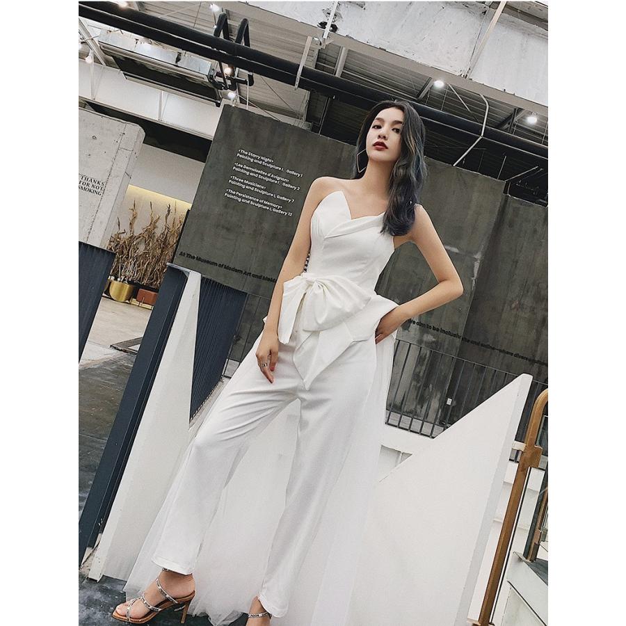 ウエディングドレス 花嫁 結婚式 二次会 白 パンツドレス 大きいサイズ 小さいサイズ ウエストリボン チュール ワンショルダー ノースリーブ ロングドレス Awe0125 Leap リープ 通販 Yahoo ショッピング