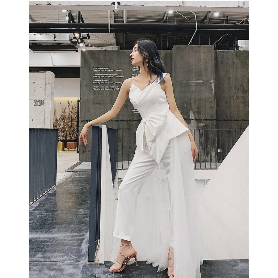 ウエディングドレス 花嫁 結婚式 二次会 白 パンツドレス 大きいサイズ 小さいサイズ ウエストリボン チュール ワンショルダー ノースリーブ ロングドレス Awe0125 Leap リープ 通販 Yahoo ショッピング