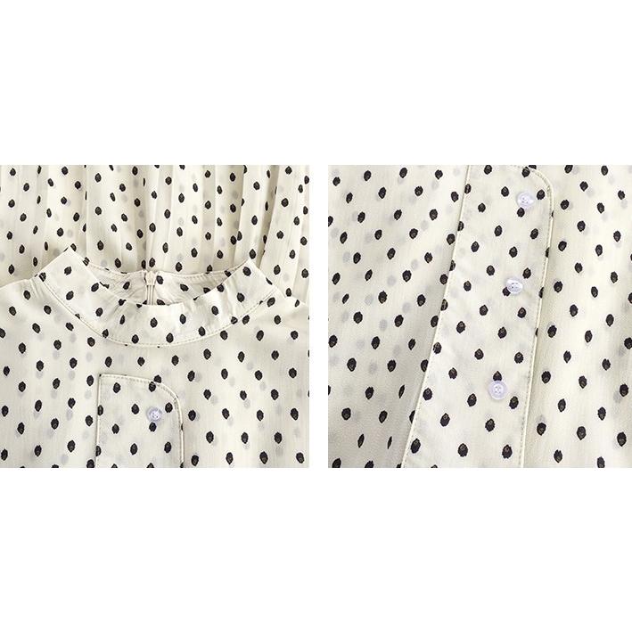 大きいサイズ 3L 4L 5L ワンピース 長袖 春 秋 シフォン 水玉 ドット