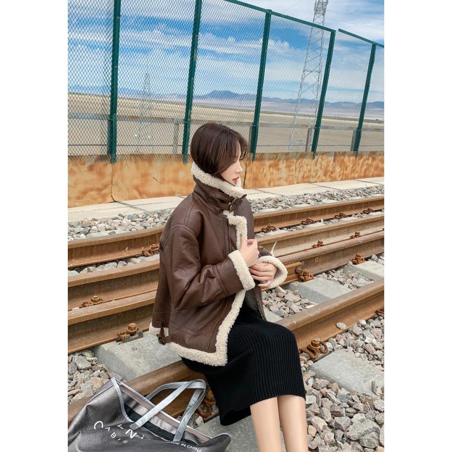 ムスタンジャケット ライダース 裏ボア もこもこ ジャケット