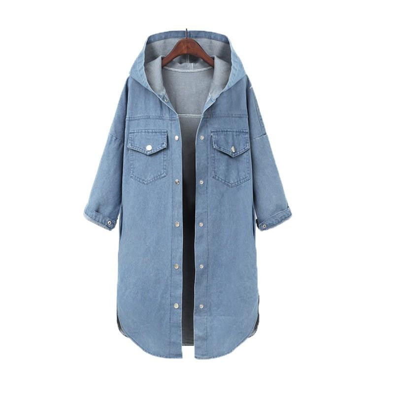 デニムシャツ デニムジャケット フード付き レディース ロング 長袖