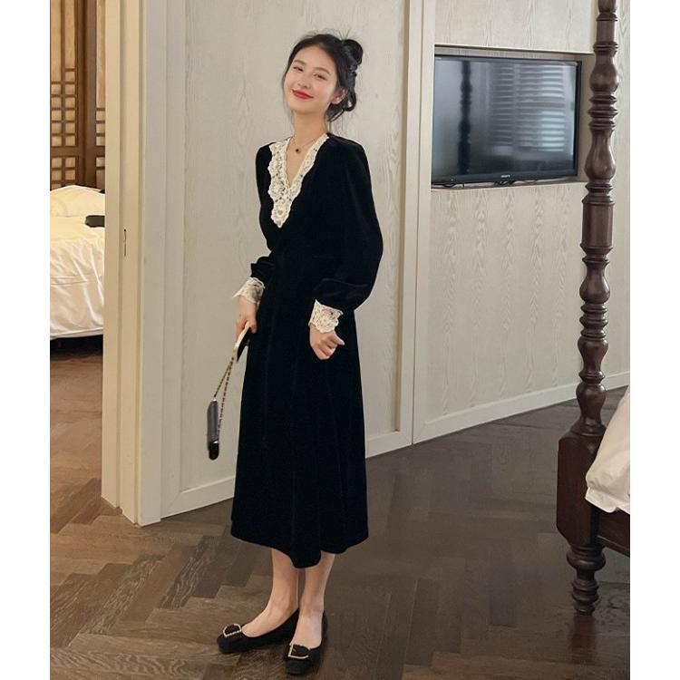 ワンピース ベルベット パーティードレス 結婚式 お呼ばれドレス